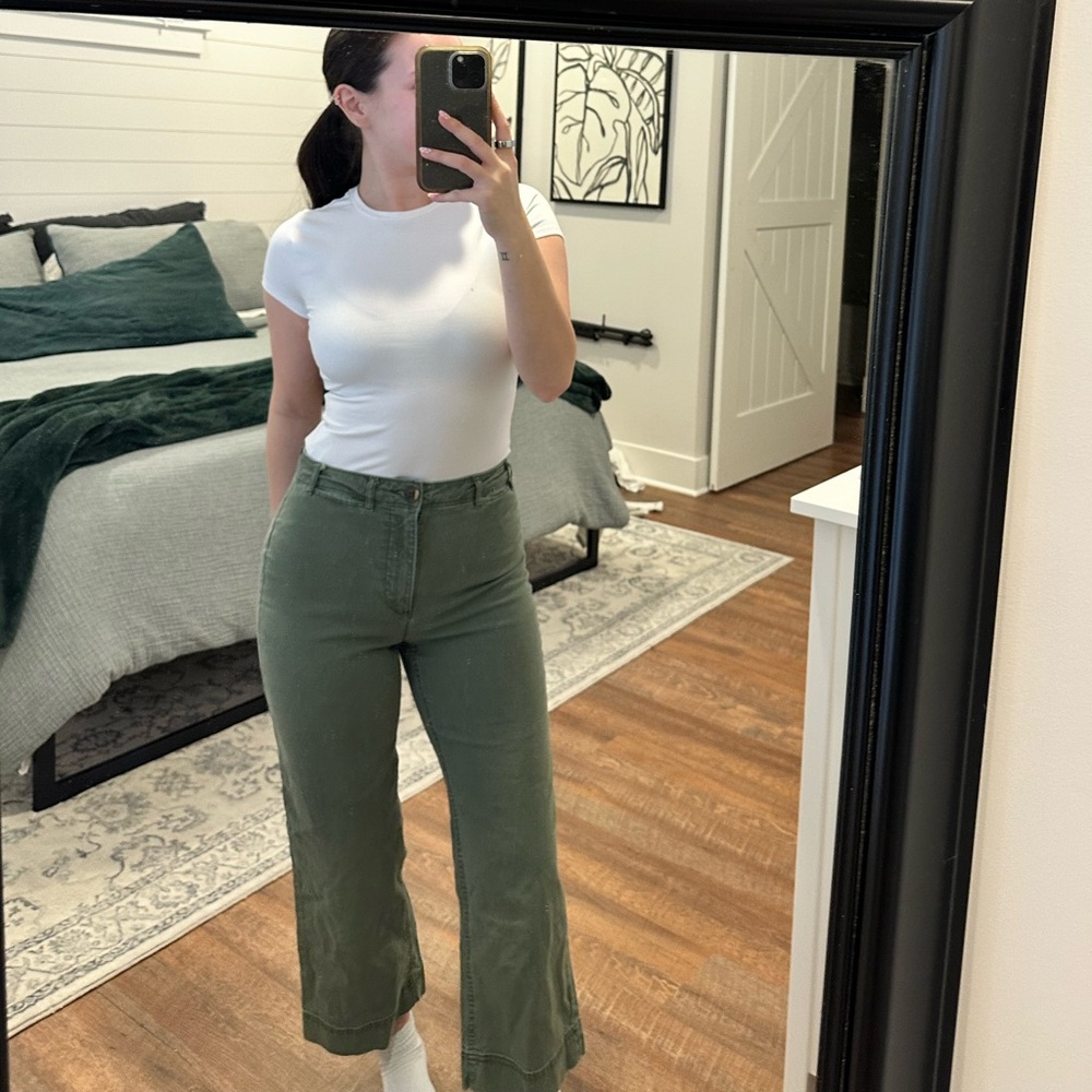 Old Navy Light Olive High-Rise Wide Leg Pants Label